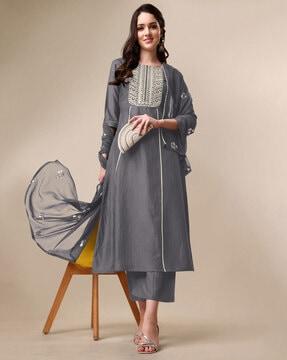 lace straight kurta set