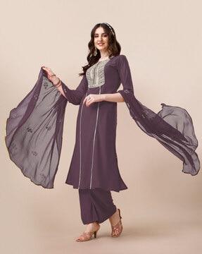 lace straight kurta set