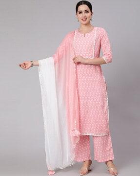 lace straight kurta set