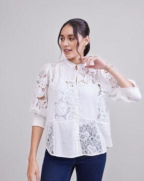 lace top with cuffed sleeves