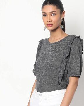 lace top with puff sleeves