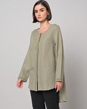 lace-trim high-low tunic