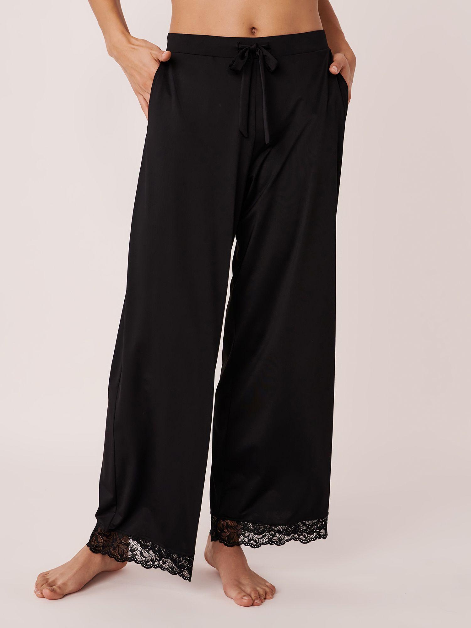 lace trim wide leg pants