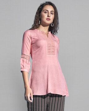 lace tunic with mandarin collar