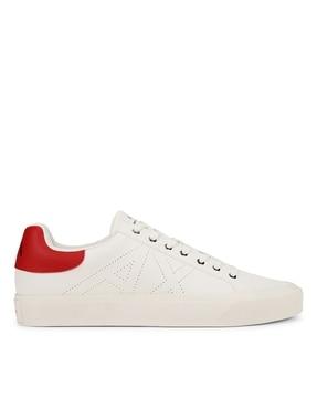 lace-up sneakers with perforated logo