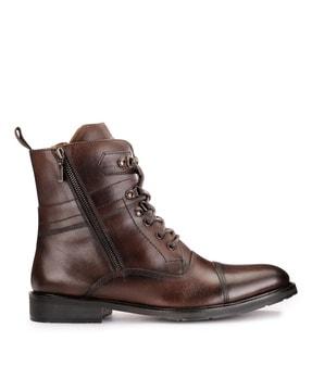 lace-up boots with zip fastening