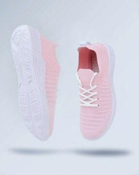 lace-up casual shoes with knitted upper