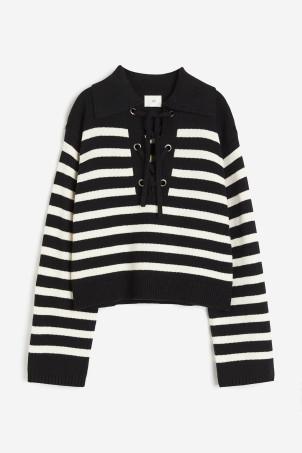 lace-up collared jumper