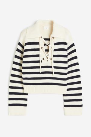 lace-up collared jumper