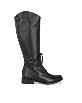 lace-up knee-length boots with zip closure