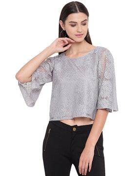 lace-up round-neck top
