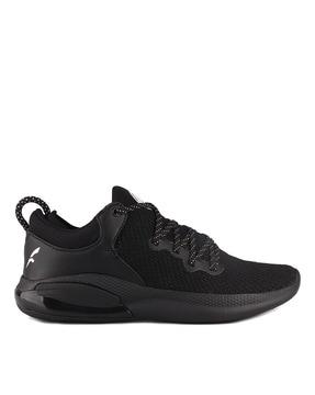 lace-up running shoes with mesh upper