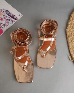 lace-up slip-on flat sandals