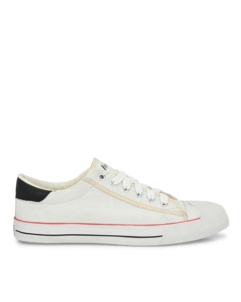 lace-up sneakers with canvas upper
