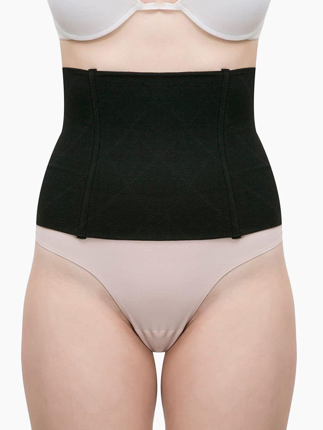laceandme women black self design tummy shapewear belt