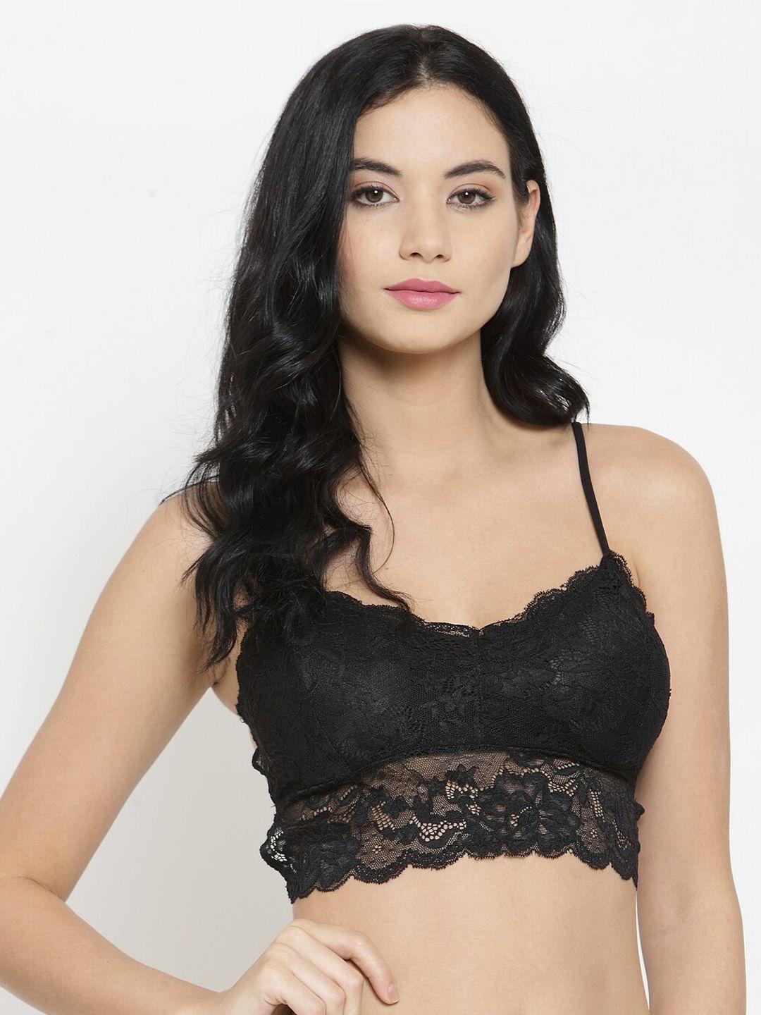 laceandme black lace non-wired lightly padded bralette bra 6332