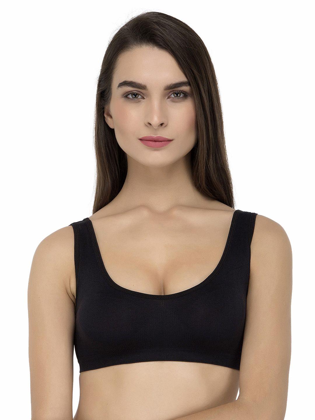 laceandme black solid non-wired non padded bralette bra 4386