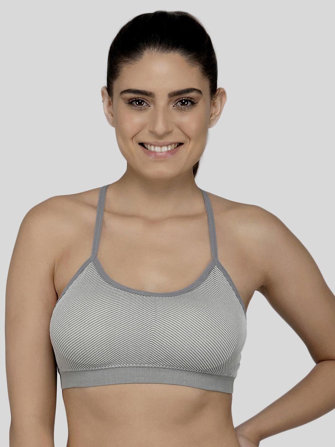 laceandme grey solid non-wired lightly padded everyday bra 4283