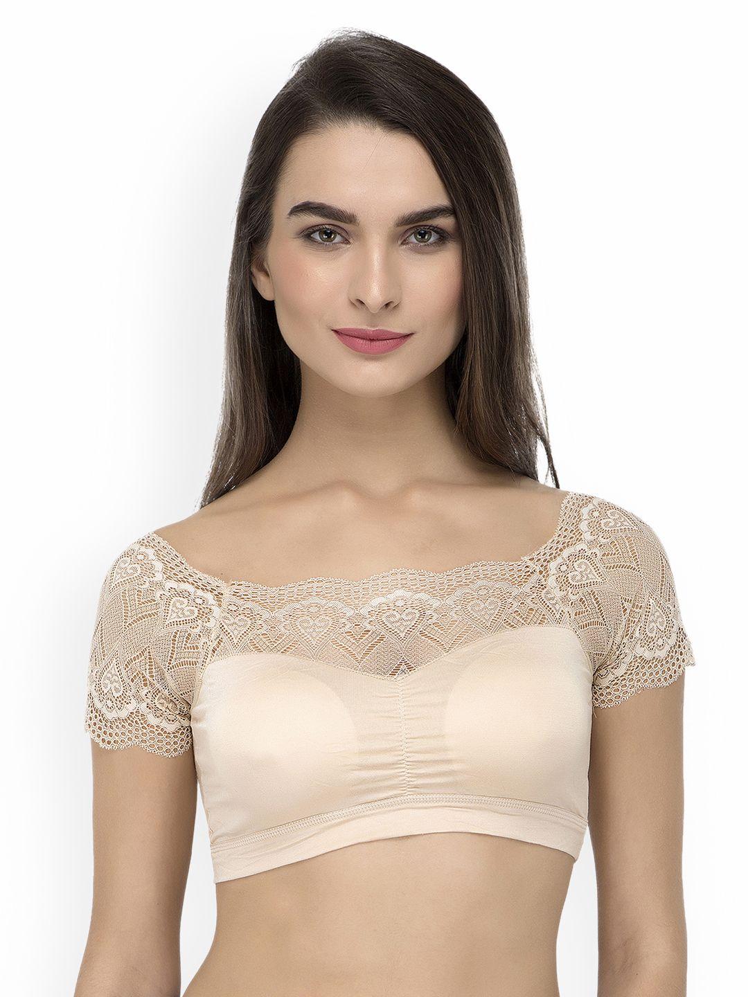 laceandme nude-coloured lace non-wired lightly padded bralette bra 4435