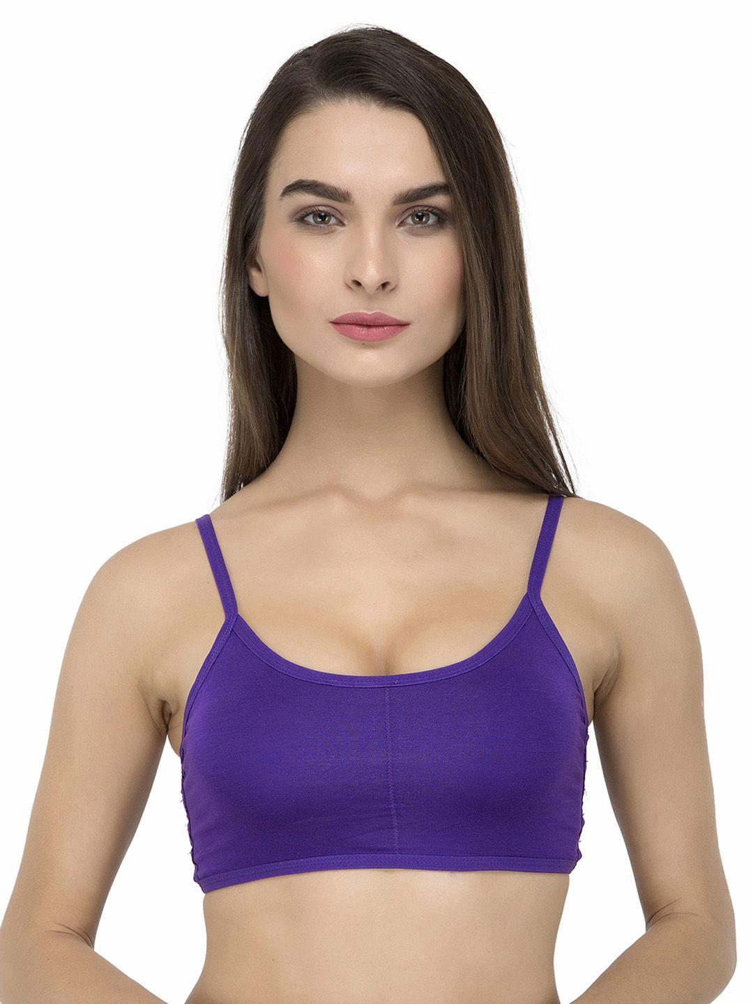 laceandme purple solid non-wired lightly padded t-shirt bra 4330