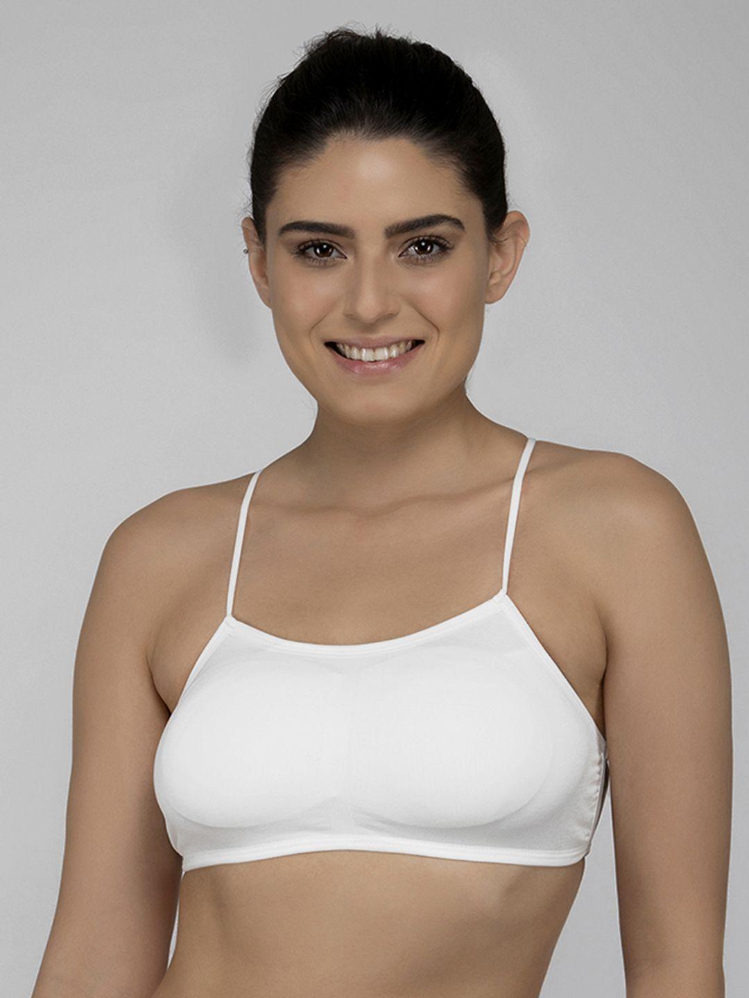 laceandme white solid non-wired lightly padded bralette bra 4526