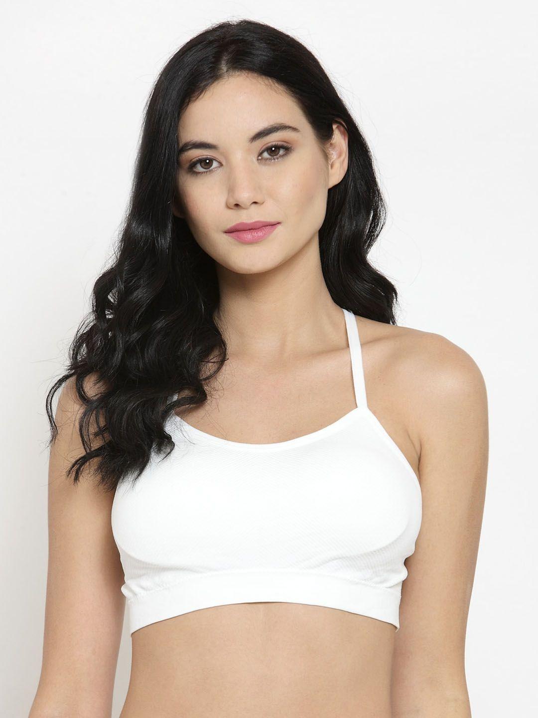 laceandme white solid non-wired lightly padded bralette bra 6350