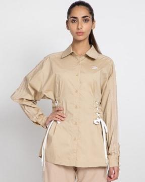 laced shirt with spread collar