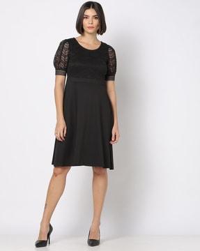 laced fit & flare dress