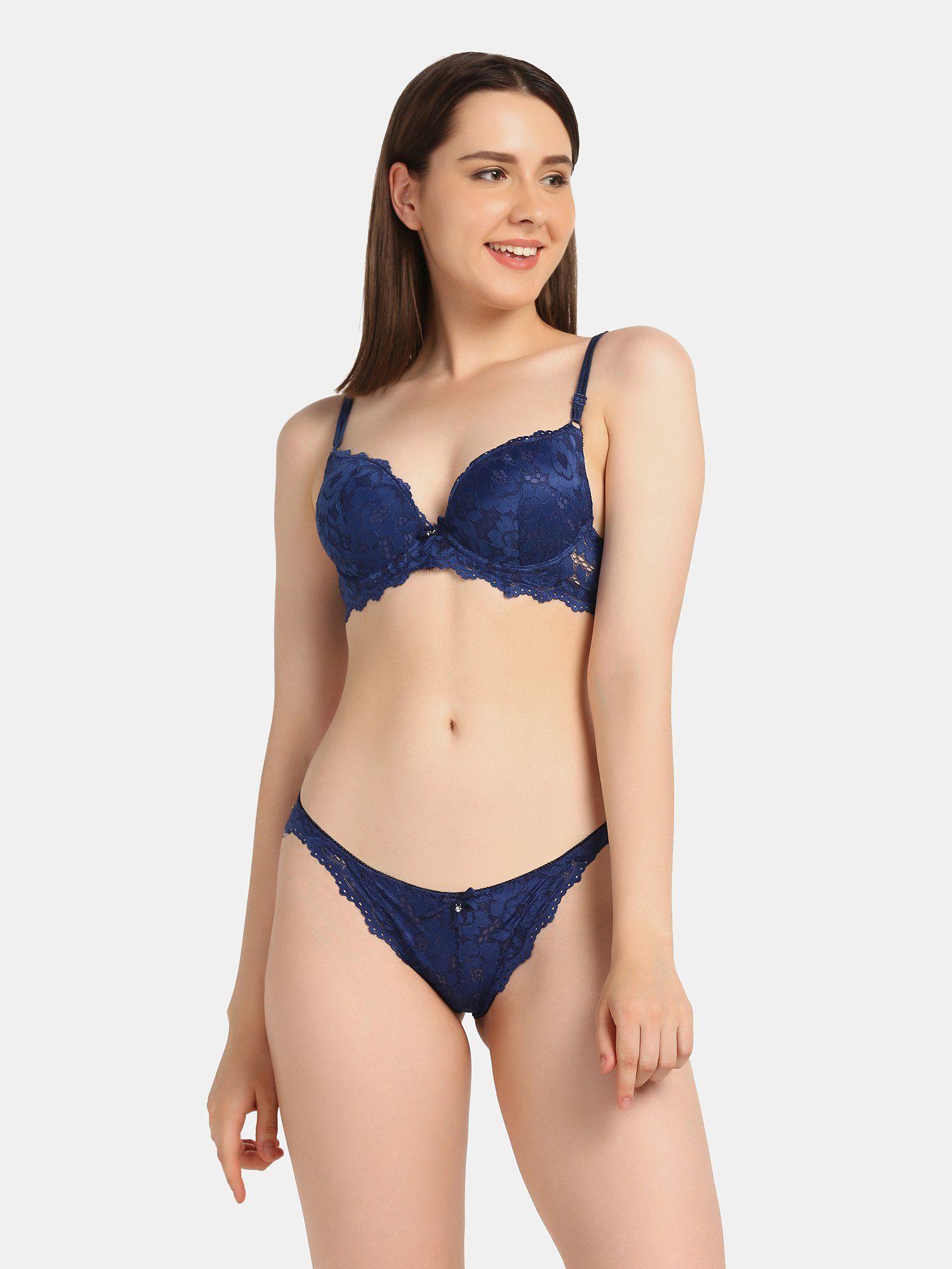 lacey lingerie set - navy blue