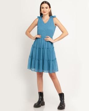 lacey sleeveless a-line dress