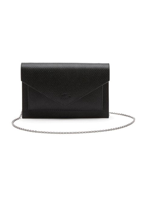 lacoste black chantaco leather medium envelope clutch