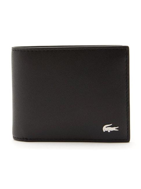 lacoste black leather medium bi-fold wallet for men