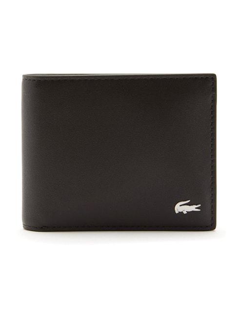 lacoste black leather medium bi-fold wallet for men