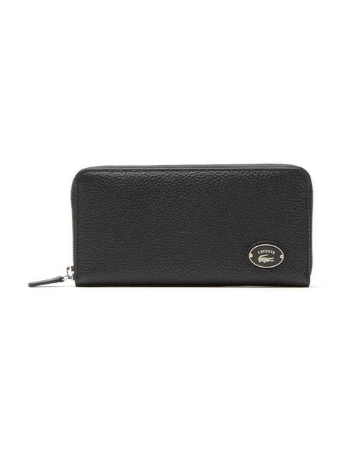 lacoste black leather medium zip around wallet for women