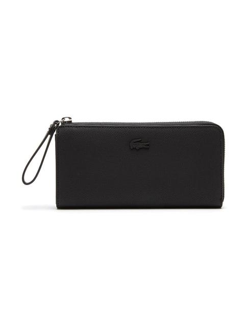 lacoste black medium unisex zip around wallet