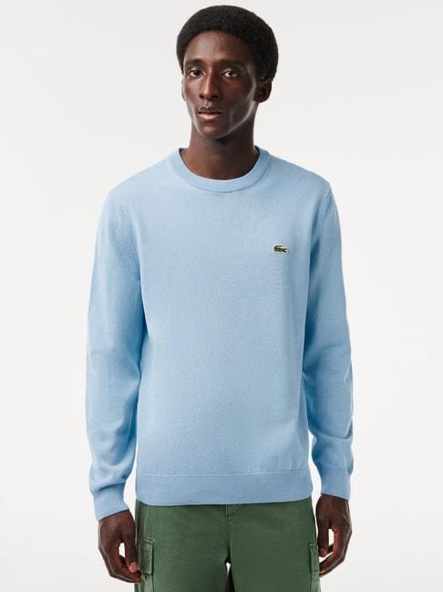 lacoste blue cotton regular fit sweater