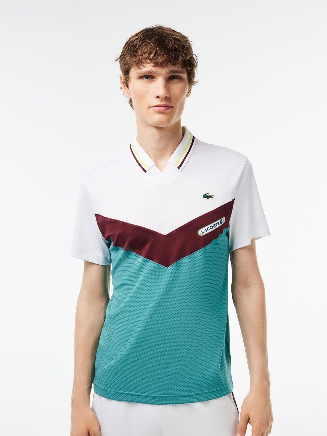 lacoste colourblocked polo collar slim fit t-shirt