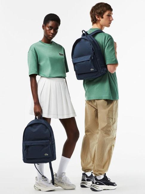 lacoste core blue polyester solid backpack