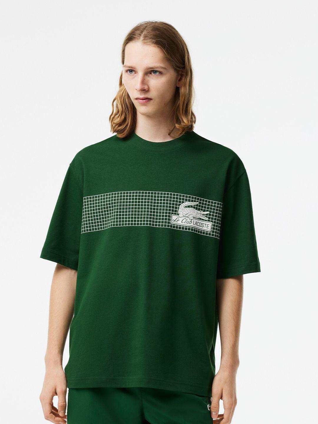 lacoste graphic printed pure cotton loose tennis t-shirt