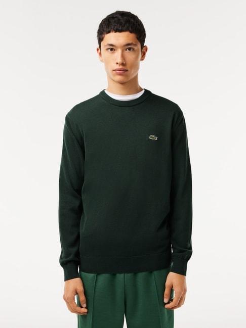 lacoste green cotton regular fit sweater