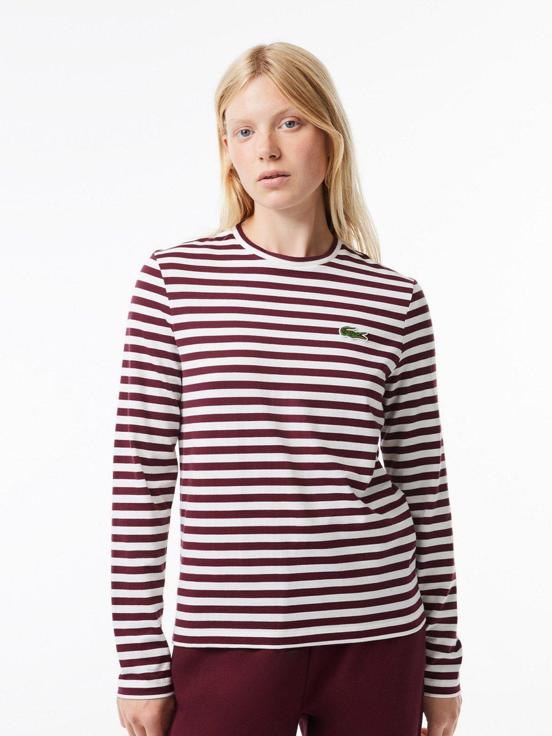 lacoste horizontal striped pure cotton t-shirt