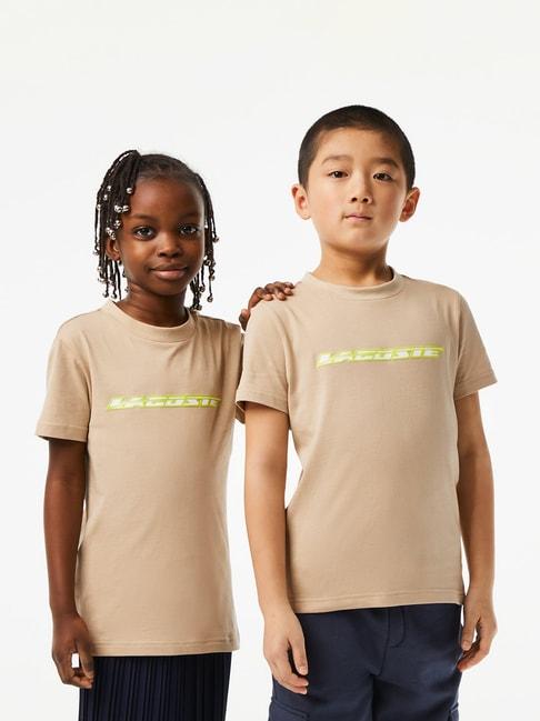 lacoste kids cream printed t-shirt