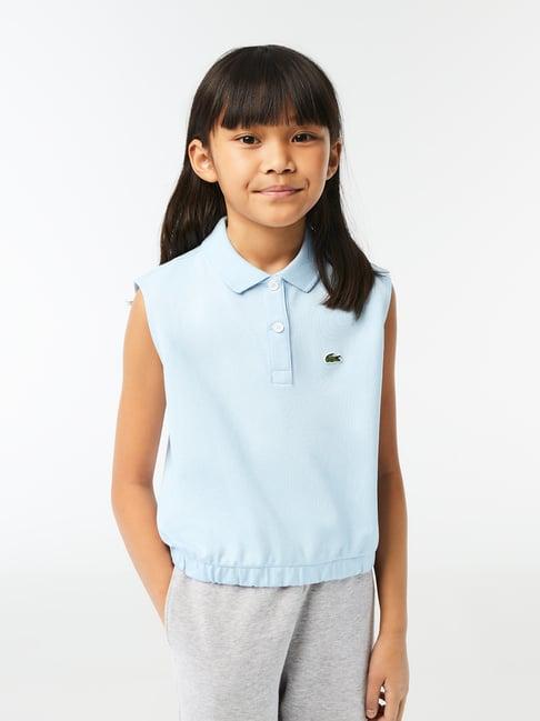 lacoste kids light blue solid polo t-shirt