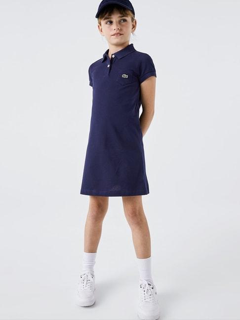 lacoste kids navy solid polo dress