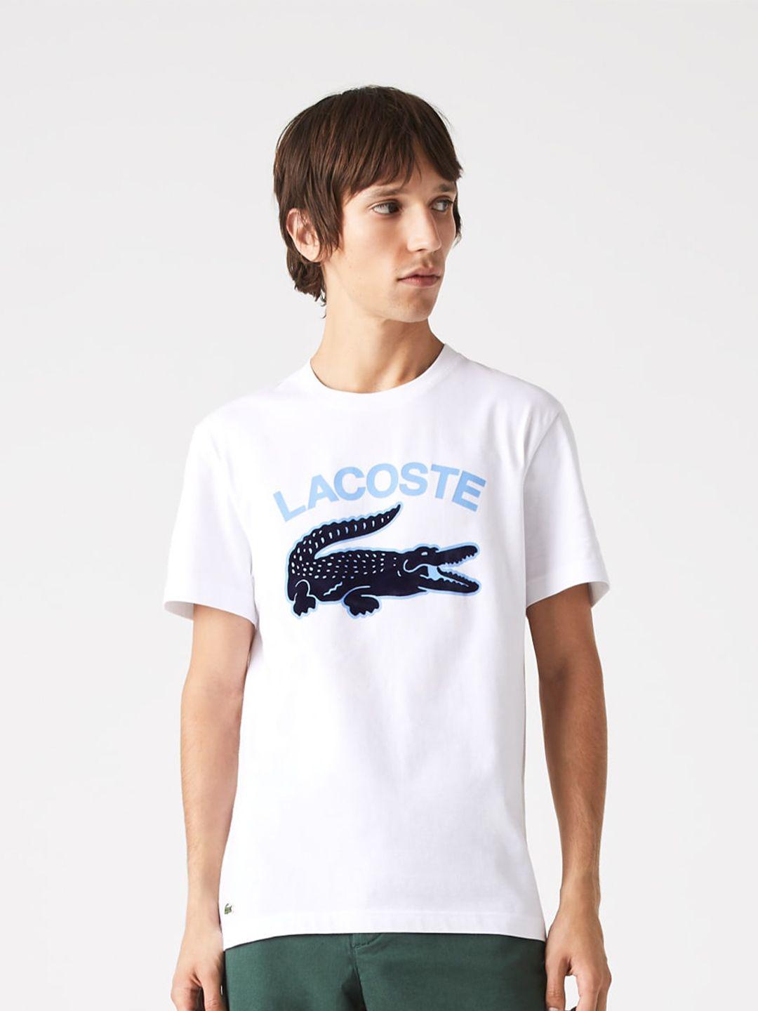 lacoste men brand logo printed pure cotton t-shirt