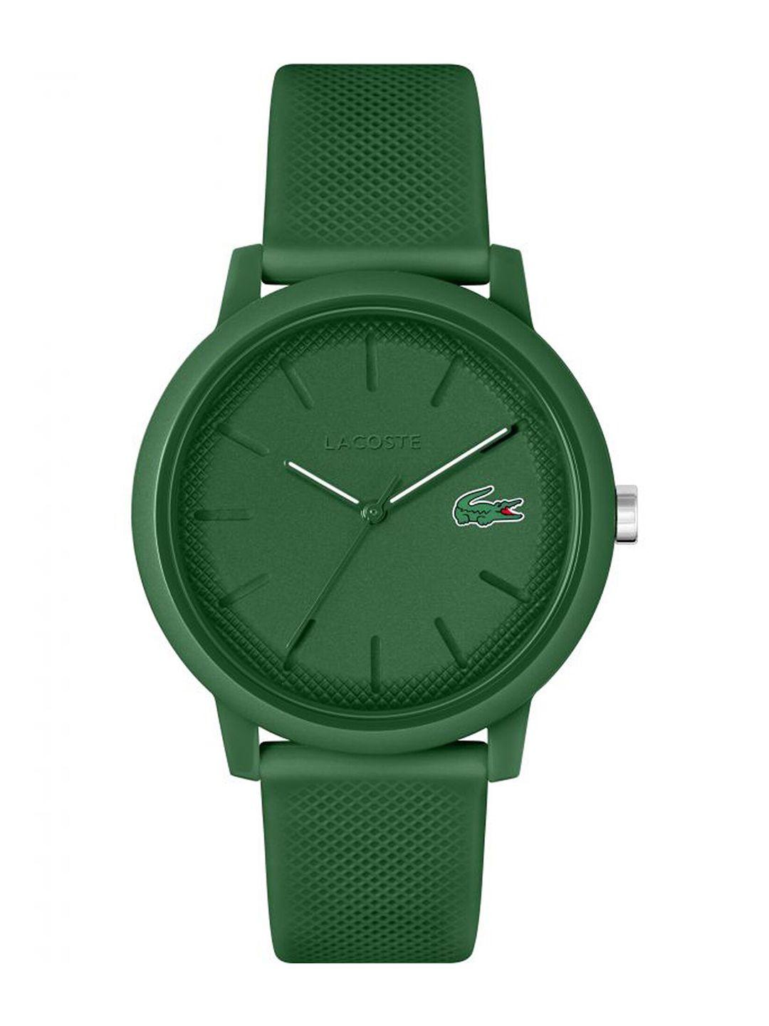 lacoste men brass dial & silicon straps analogue watch 2011170