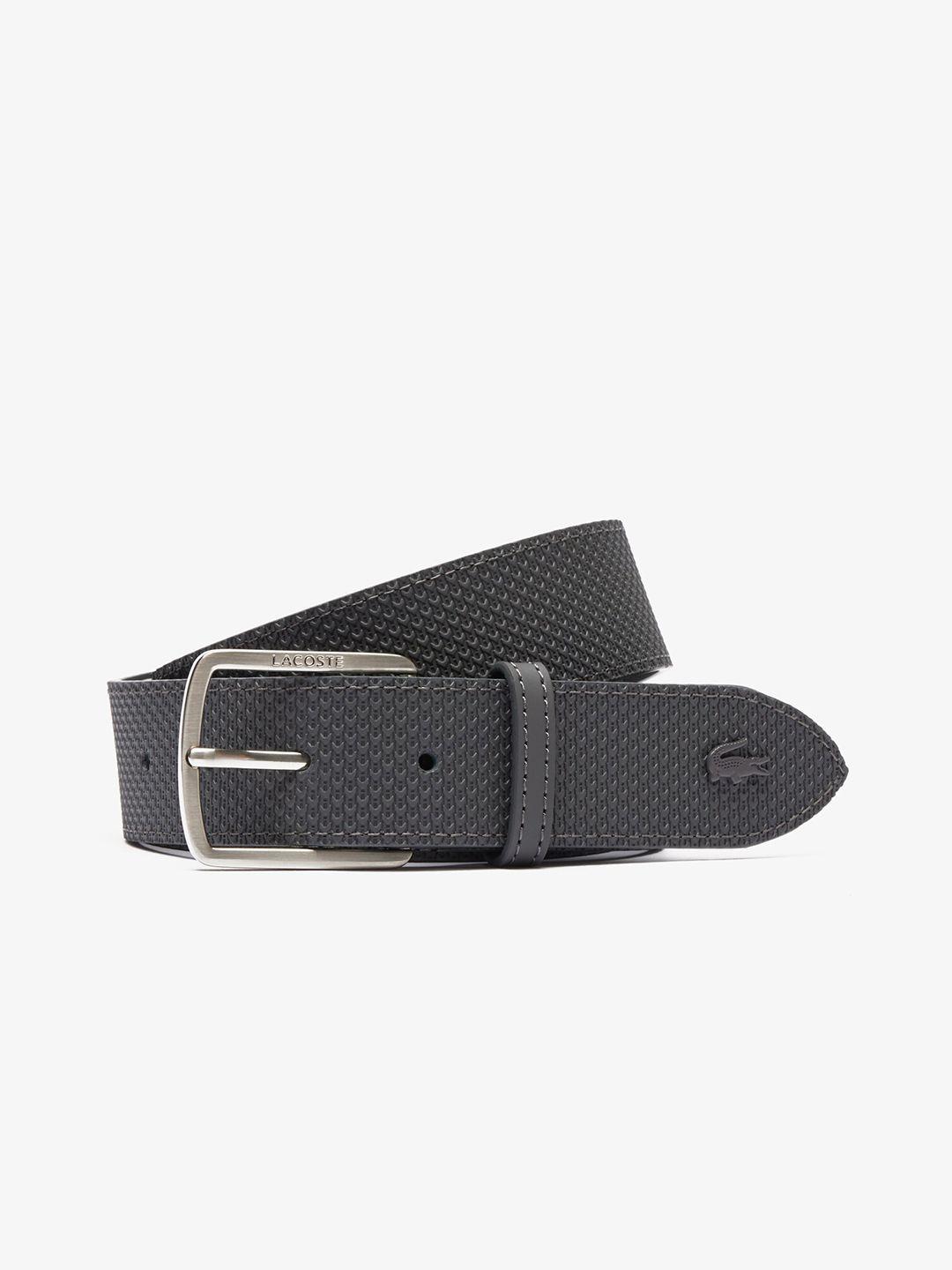 lacoste men grey leather belt