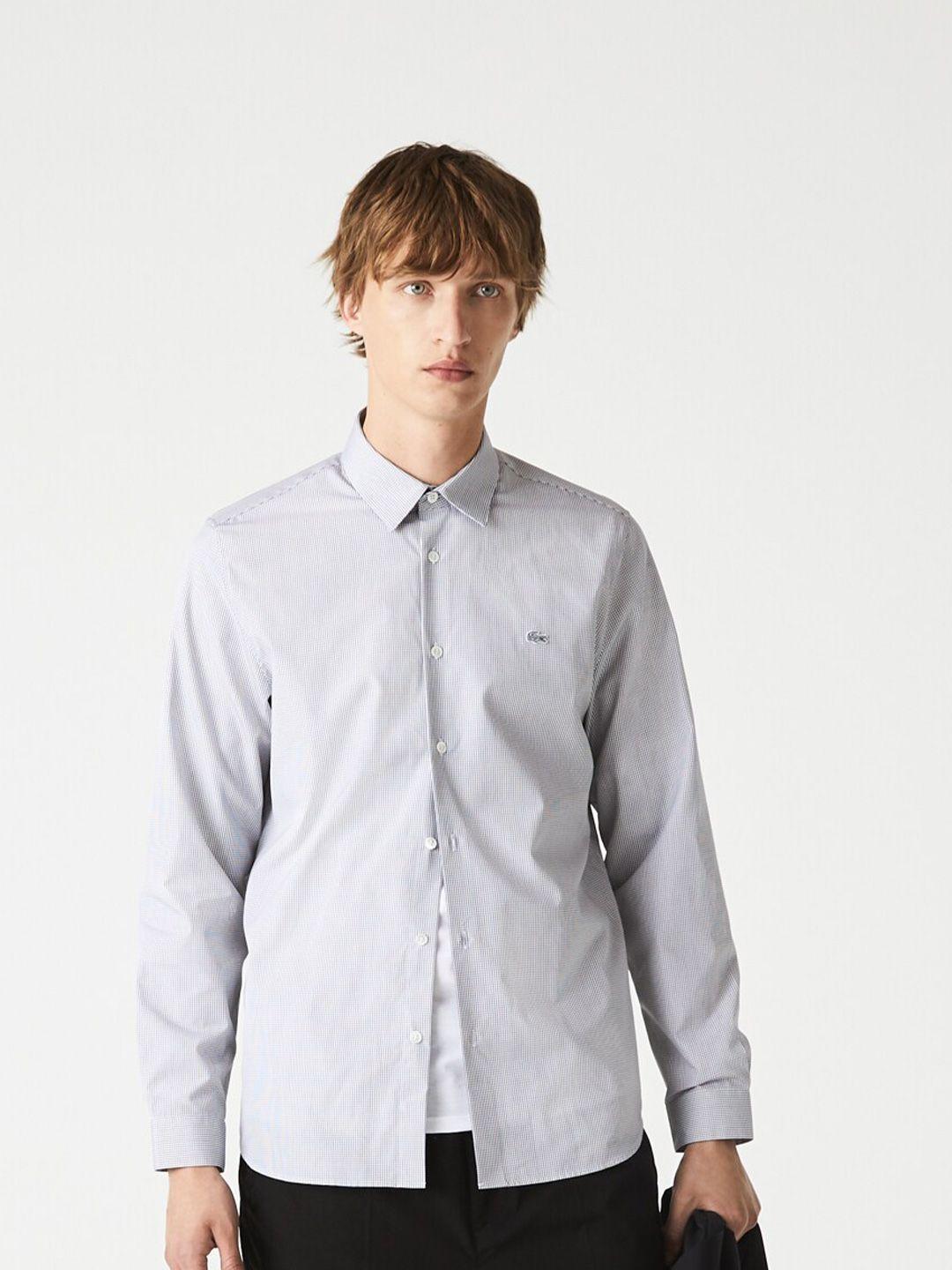 lacoste men modern checked pure cotton casual shirt