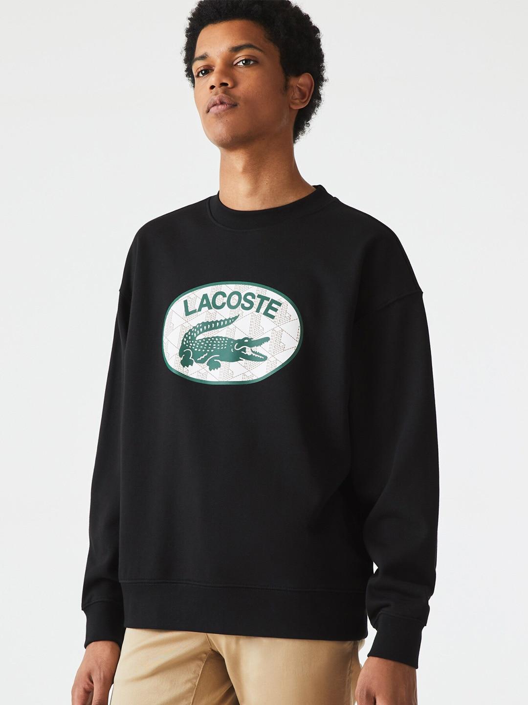 lacoste men printed cotton round neck sweatshirt
