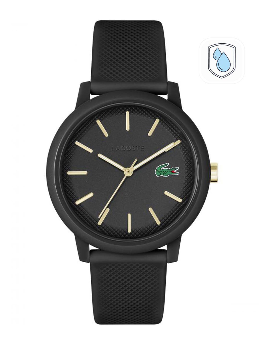 lacoste men textured dial &regular style straps analogue watch 2011233